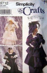 9712  SIMPLICITY 17" DECORATIVE DOLLS, VICTORIAN COSTUMES PATTERN UNCUT